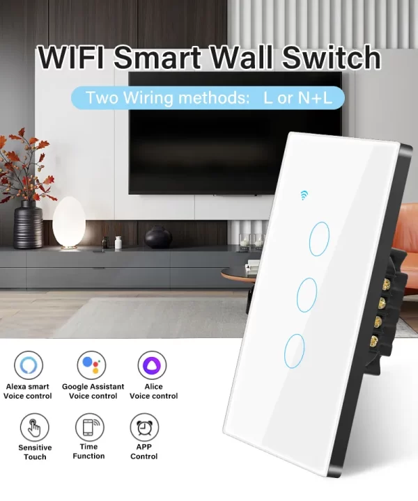 Tuya WiFi US Smart Light Switch Neutral wire/No Neutral wire Required 120 Type Wall Touch Switch Work with Alexa, Google Home - Image 2