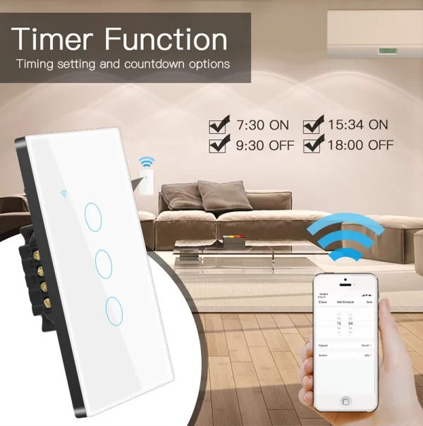 Tuya WiFi US Smart Light Switch Neutral wire/No Neutral wire Required 120 Type Wall Touch Switch Work with Alexa, Google Home - Image 4